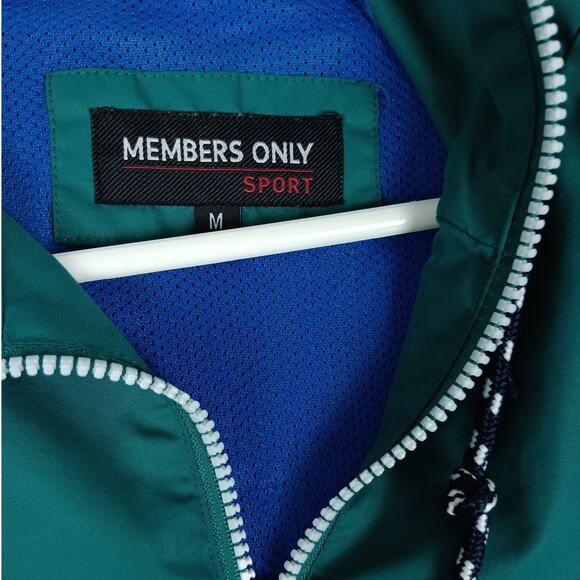 Members Only Anorak Windbreaker Mens Medium Green/Blue Color Block Mariner Beach - Picture 5 of 13